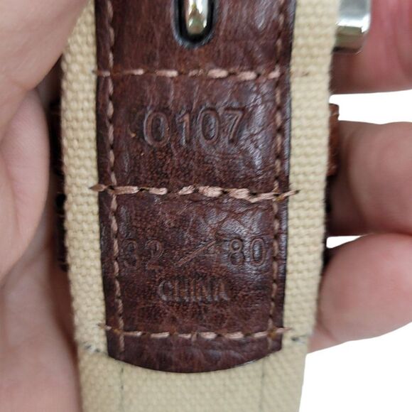 Vtg Concepts Belt Leather Canvas 2 Toned Country Cowgirl Brown Tan Sz S/M - Picture 3 of 7
